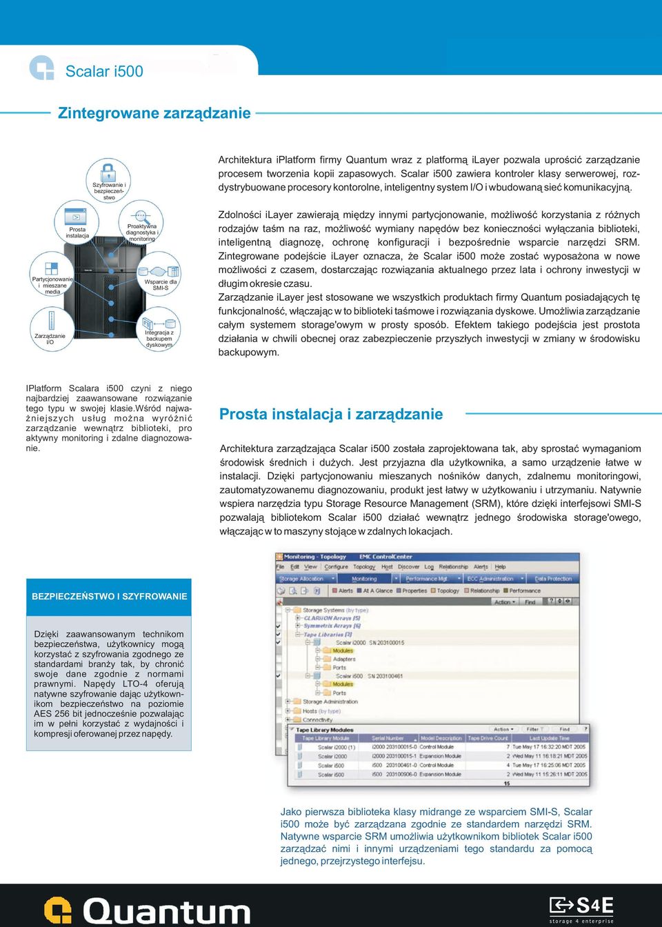 Scalar i500 zawiera kontroler klasy serwerowej, rozdystrybuowane procesory kontorolne, inteligentny system I/O i wbudowan¹ sieæ komunikacyjn¹.