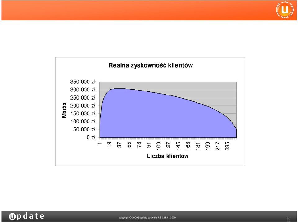 1 19 37 55 73 91 109 127 145 163 181 199 217 235 Liczba klientów Zaledwie 38 największych klientów (15 % całkowitej