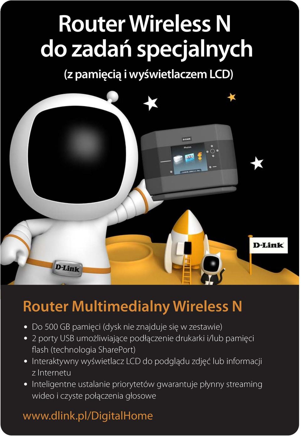 flash (technologia SharePort) Interaktywny wyświetlacz LCD do podglądu zdjęć lub informacji z Internetu