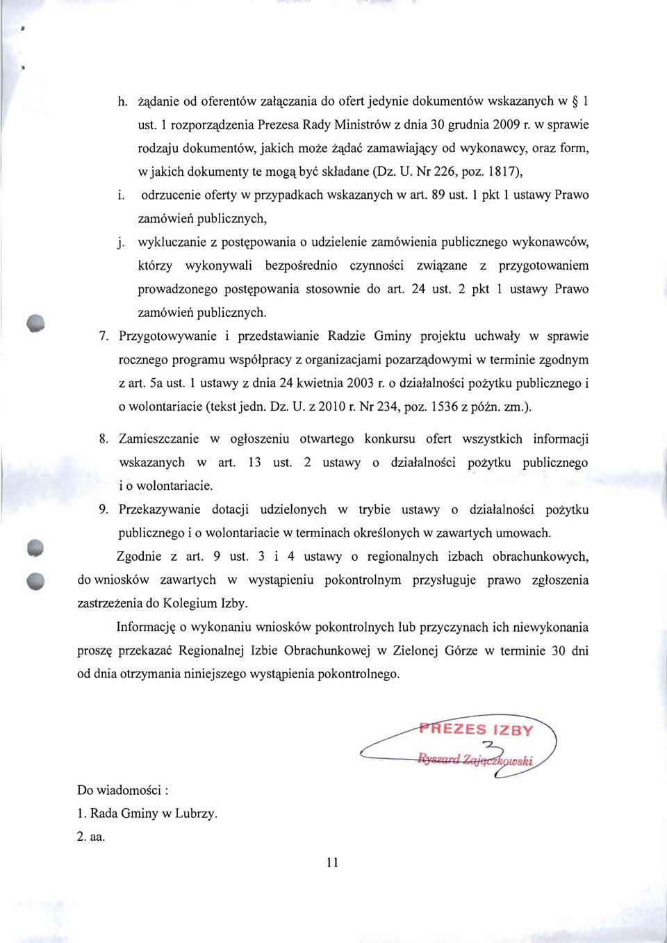 odrzucenie oferty w przypadkach wskazanych w art. 89 ust. 1 pkt 1 ustawy Prawo zamówień publicznych, J.