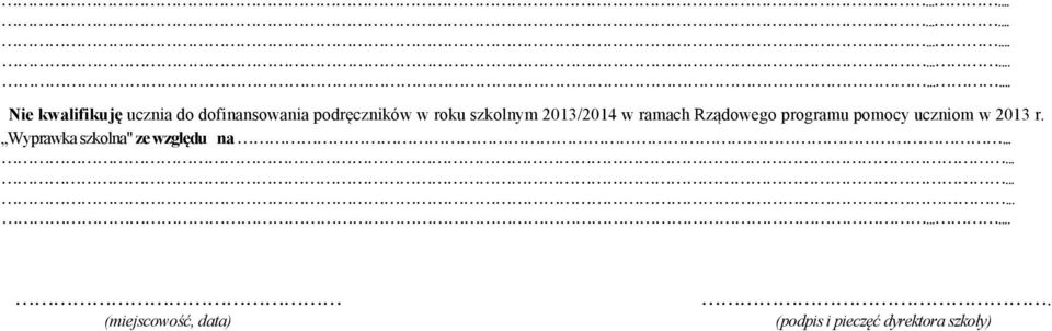 programu pomocy uczniom w 2013 r.