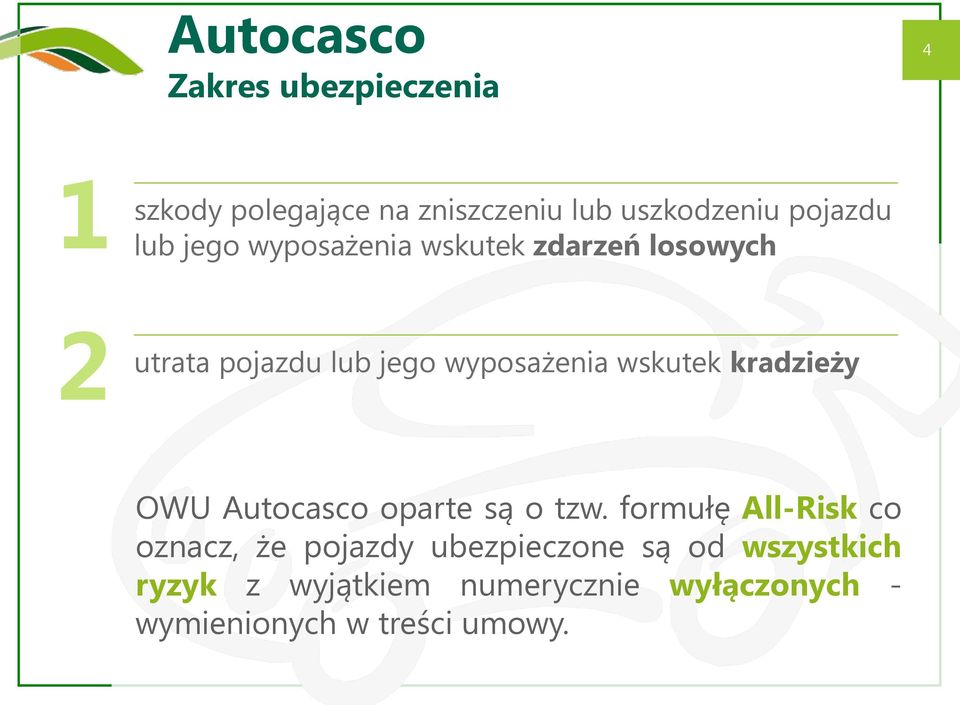 kradzieży OWU Autocasco oparte są o tzw.