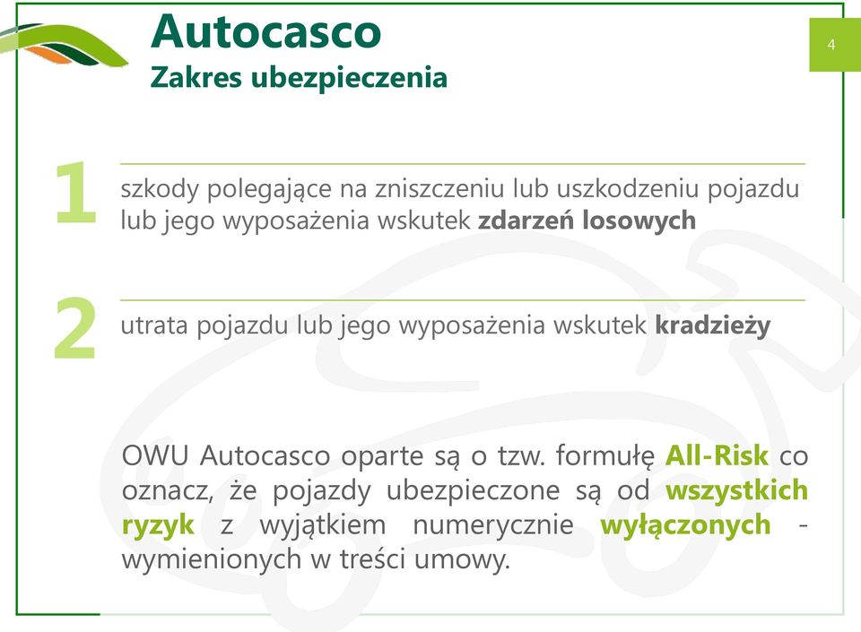 kradzieży OWU Autocasco oparte są o tzw.