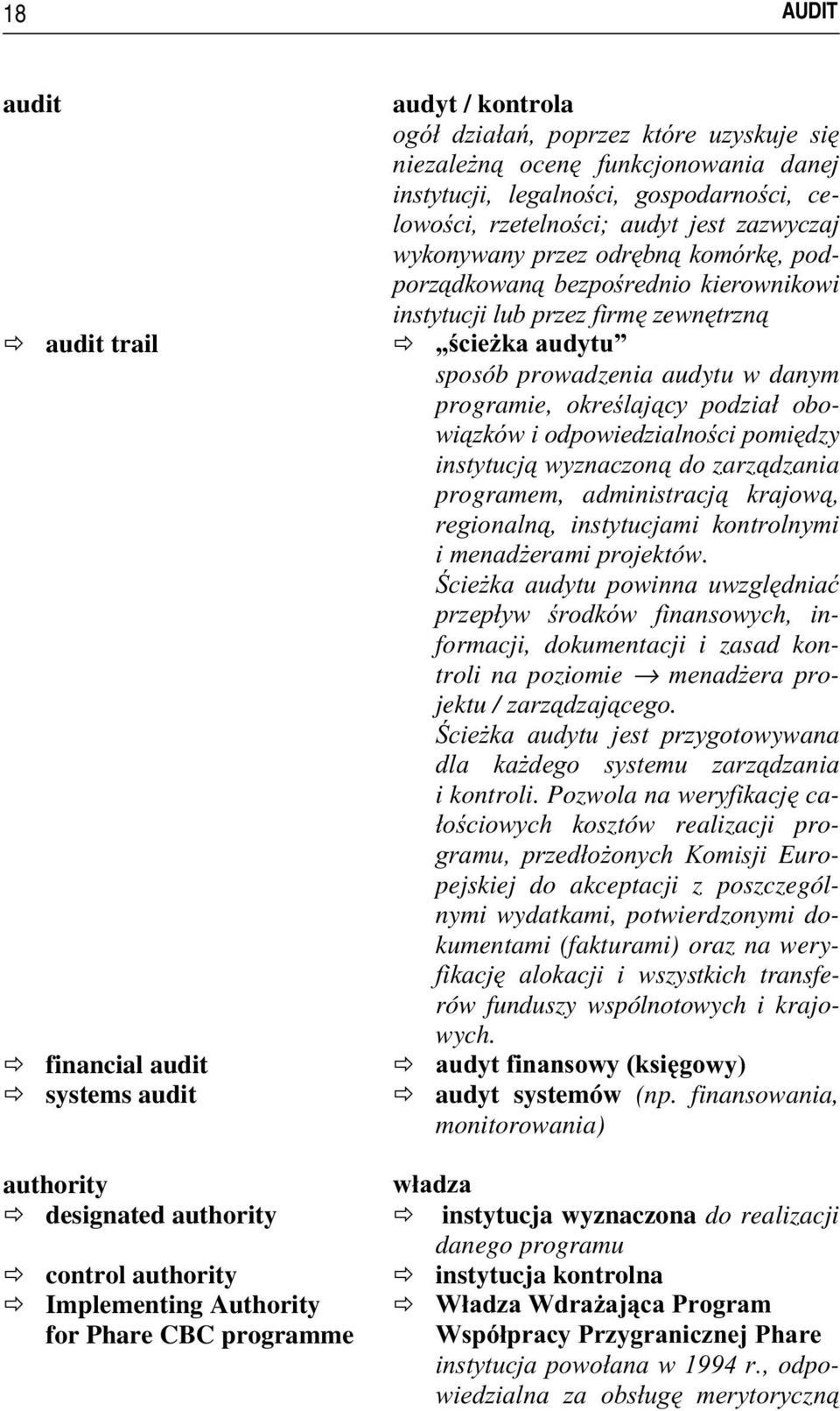 NLHURwnikowi LQVW\WXFMLOXESU]H]ILUP]eZQWU]Q Ö ÄFLH*NDDXG\WX sposób prowadzenia audytu w danym programie, RNUHODMF\ SRG]LDá obo- ZL]NyZLRGSRZLHG]LDOQRFLSRPLdzy LQVW\WXFMZ\]QDF]RQGRzarzdzania