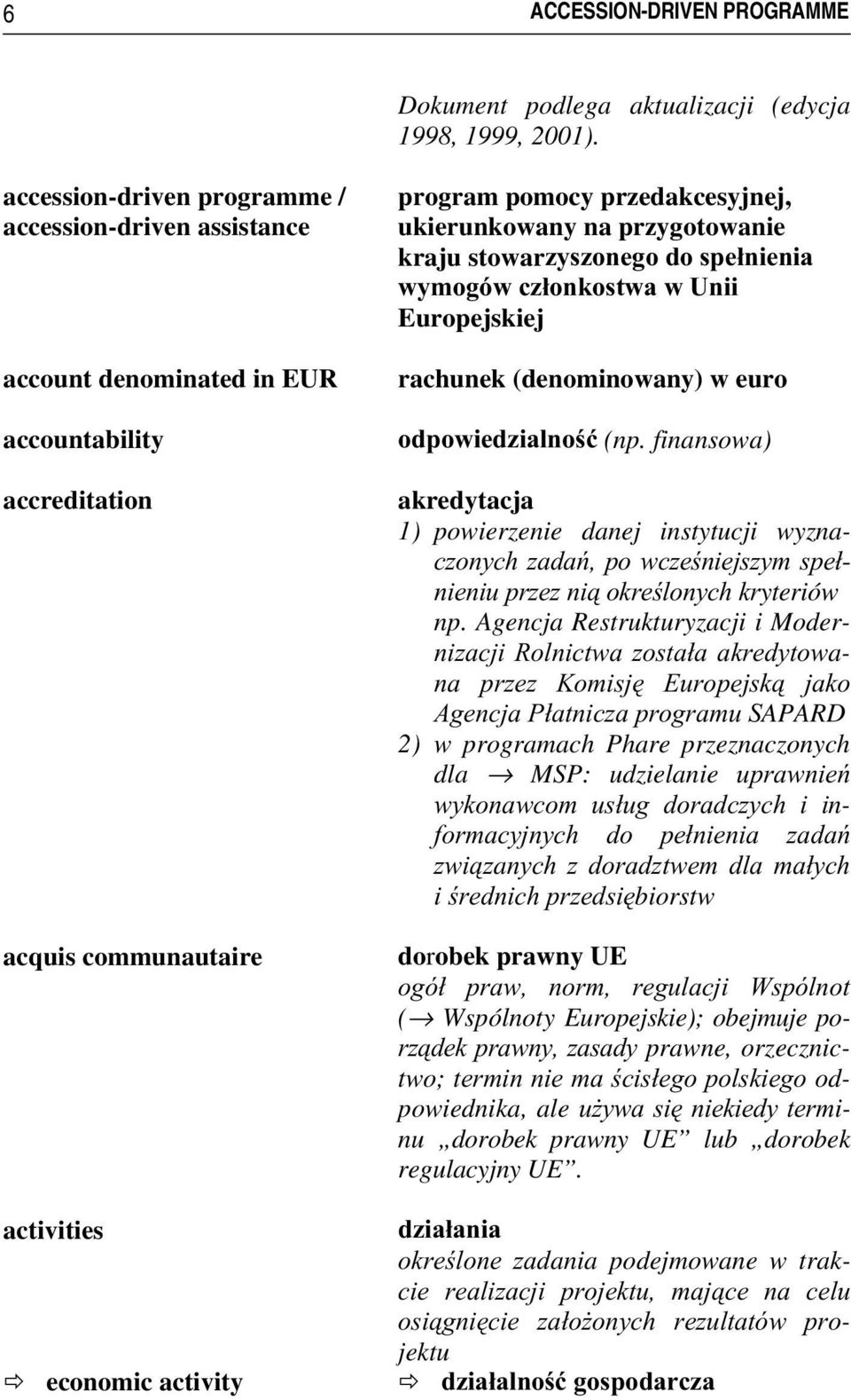 ukierunkowany na przygotowanie kraju stowar]\v]rqhjrgrvsháqlhqld Z\PRJyZF]áRQNRVWZDZ8QLL Europejskiej rachunek (denominowany) w euro RGSRZLHG]LDOQRü(np.