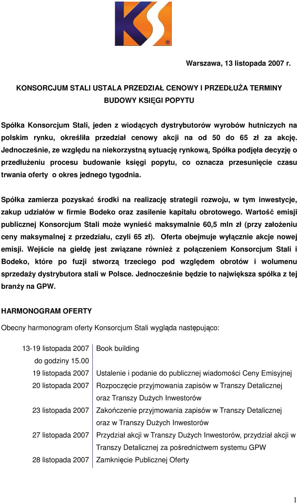 cenowy akcji na od 50 do 65 zł za akcję.