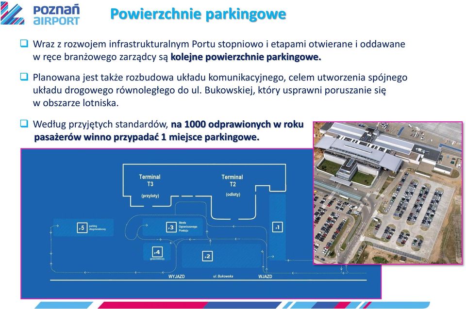 Planowana jest także rozbudowa układu komunikacyjnego, celem utworzenia spójnego układu drogowego równoległego do