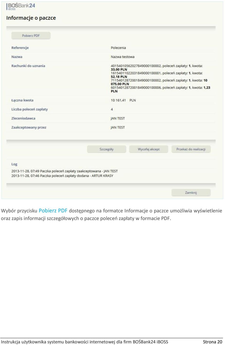 szczegółowych o paczce poleceń zapłaty w formacie PDF.