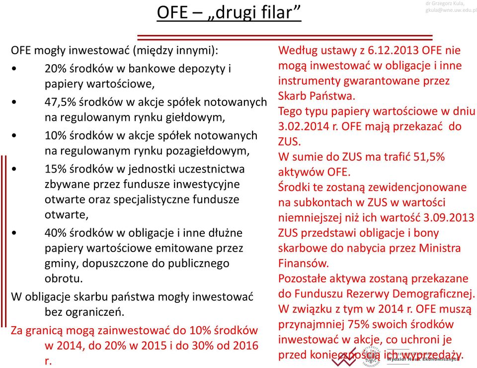 inne dłużne papiery wartościowe emitowane przez gminy, dopuszczone do publicznego obrotu. W obligacje skarbu państwa mogły inwestować bez ograniczeń.