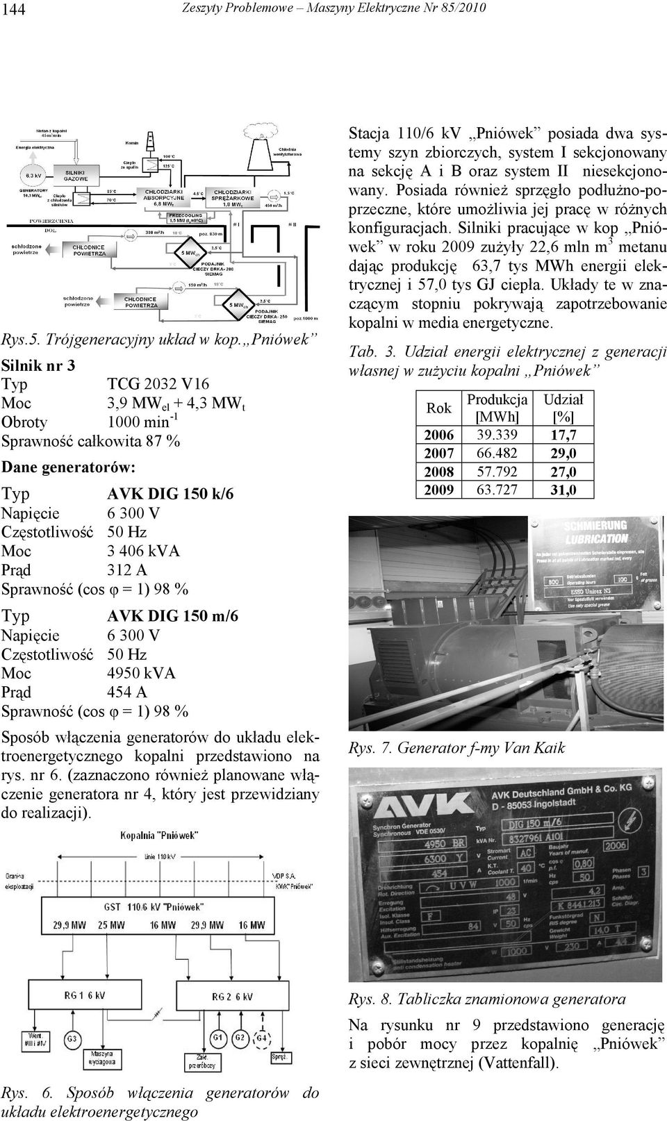 generatorów do układu elektroenergetycznego kopalni przedstawiono na rys. nr 6. (zaznaczono równieŝ planowane włączenie generatora nr 4, który jest przewidziany do realizacji).