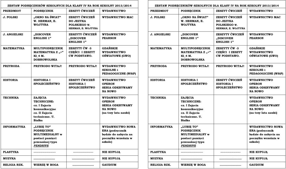 ANGIELSKI DISCOVER ZESZYTY DISCOVER MULTIPODRĘCZNIK Z + Kl_4 M. DOBROWOLSKA ZESZYTY ĆW -3 CZĘŚCI I ZESZYT CW PODSTAWO. GDAŃSKIE MULTIPODRĘCZNIK Z + Kl_4 M.