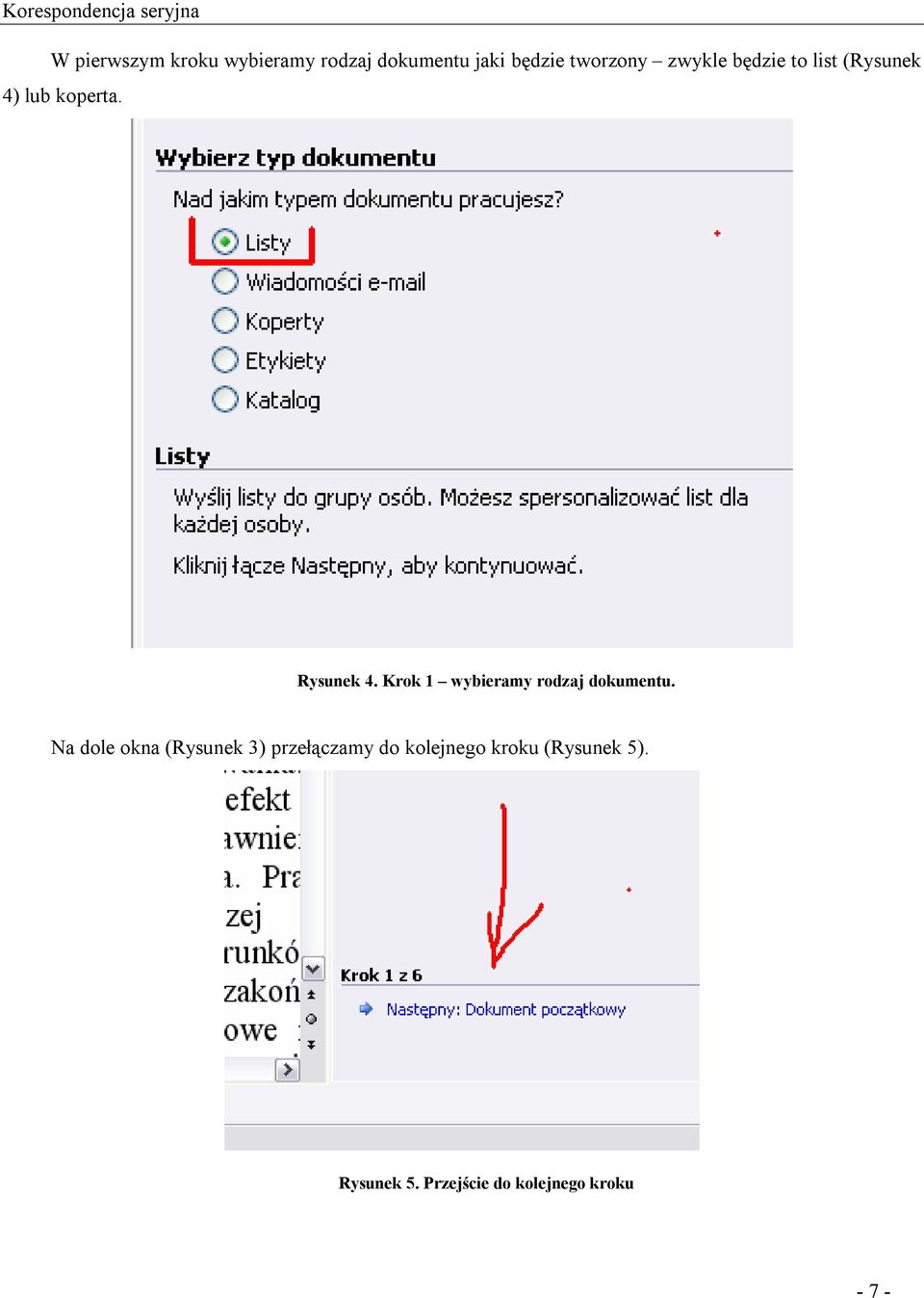 Krok 1 wybieramy rodzaj dokumentu.