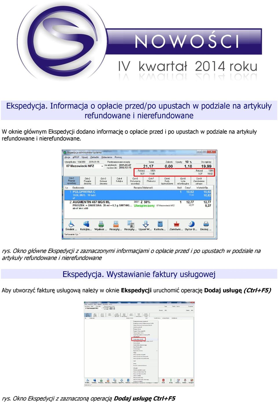 opłacie przed i po upustach w podziale na artykuły refundowane i nierefundowane. rys.