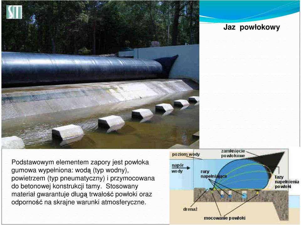 betonowej konstrukcji tamy.
