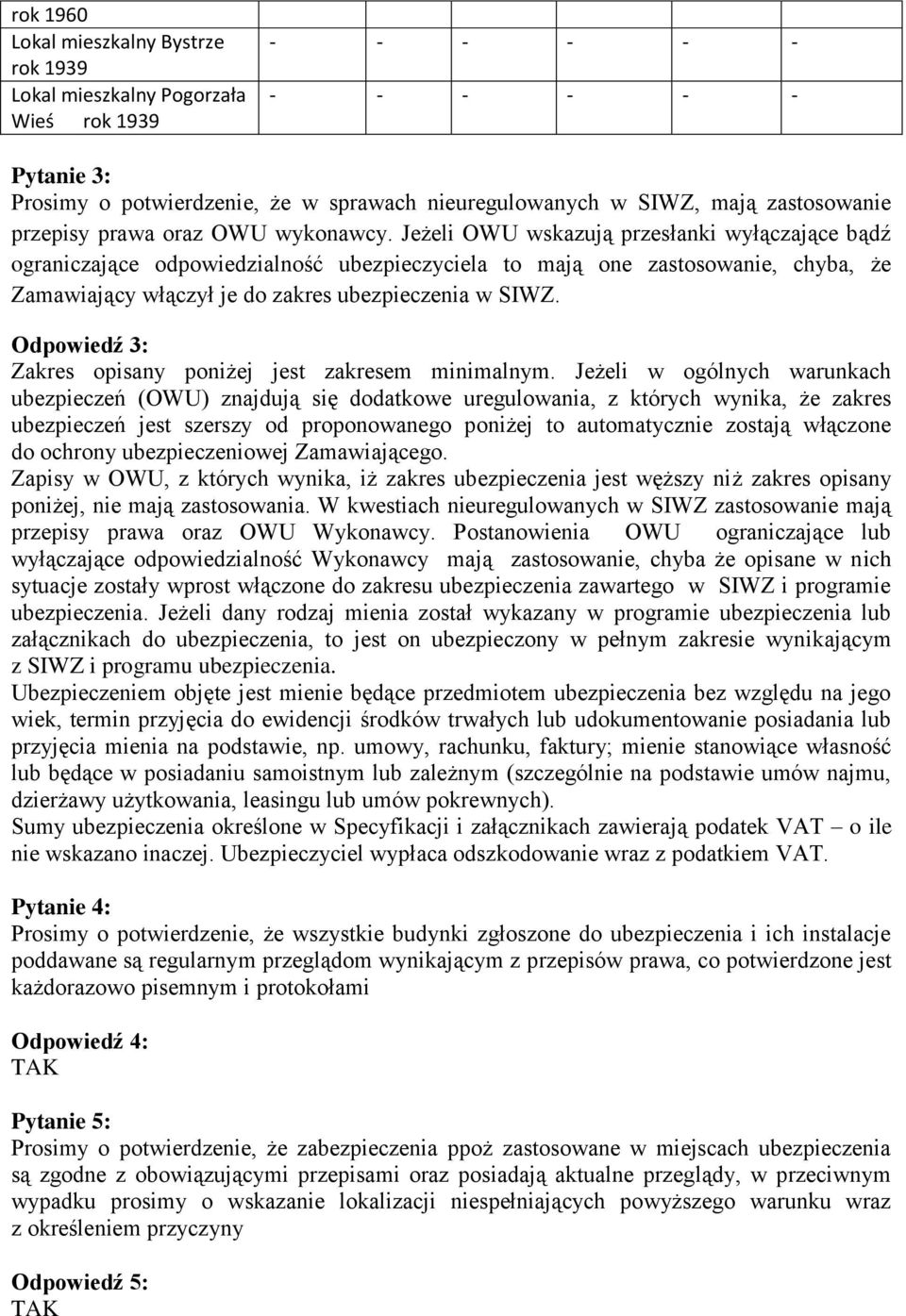 Odpowiedź 3: Zakres opisany poniżej jest zakresem minimalnym.