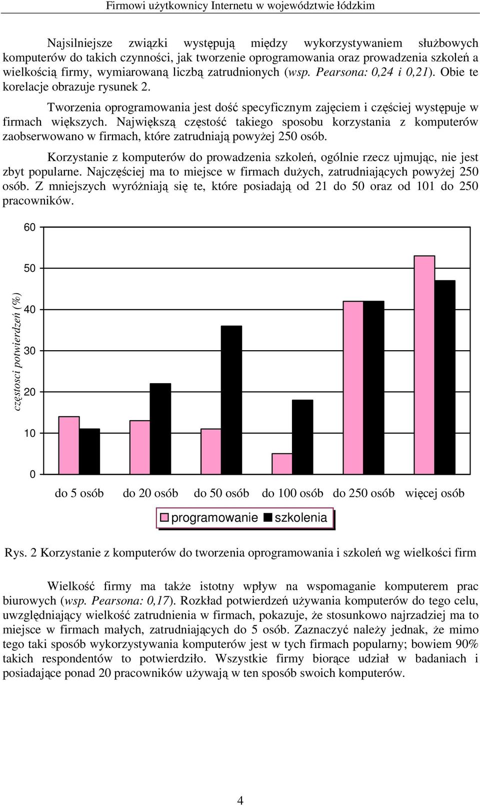 Najwiksz czsto takiego sposobu korzystania z komputerów zaobserwowano w firmach, które zatrudniaj powyej 25 osób.