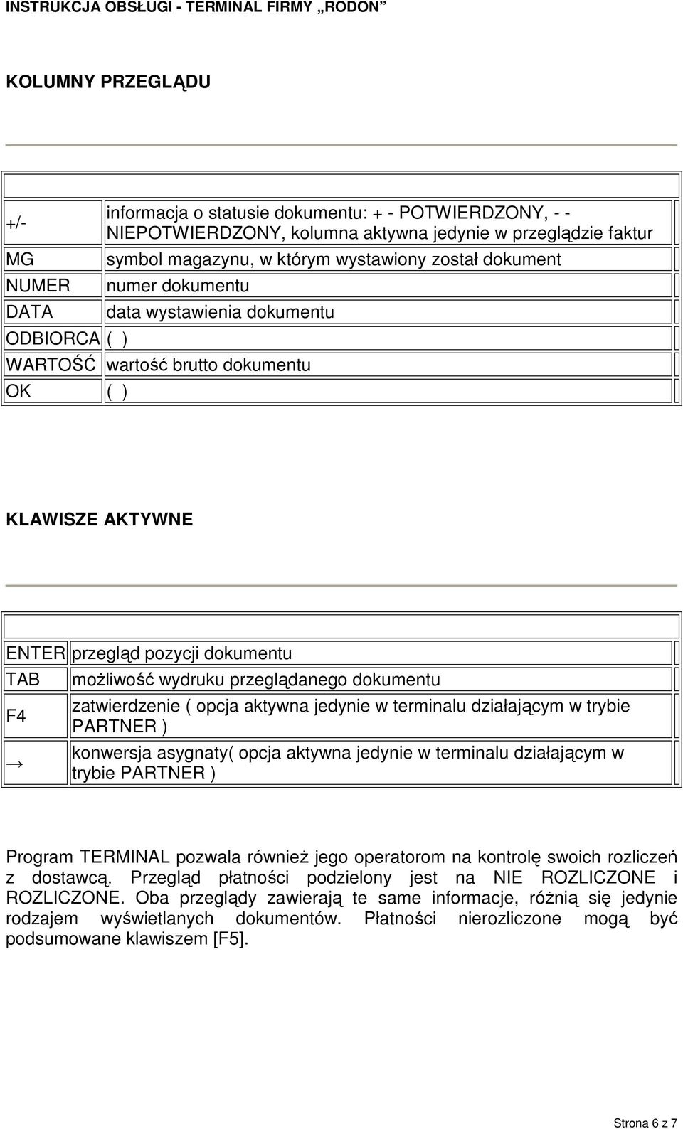 aktywna jedynie w terminalu działającym w trybie PARTNER ) konwersja asygnaty( opcja aktywna jedynie w terminalu działającym w trybie PARTNER ) Program TERMINAL pozwala równieŝ jego operatorom na