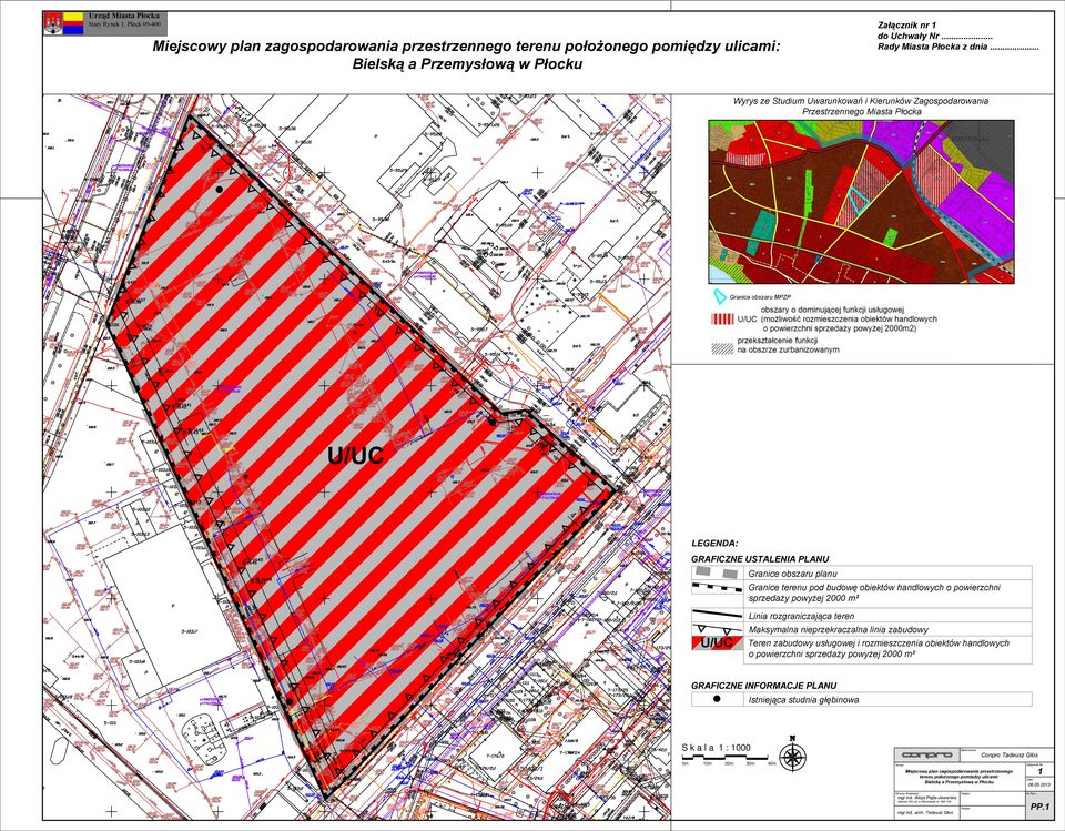.. Wyrys ze Studium Uwarunkowań i Kierunków Zagospodarowania Przestrzennego Miasta Płocka Granica obszaru MPZP U/UC LEGENDA: GRAFICZNE USTALENIA PLANU Granice obszaru planu Granice terenu pod budowę