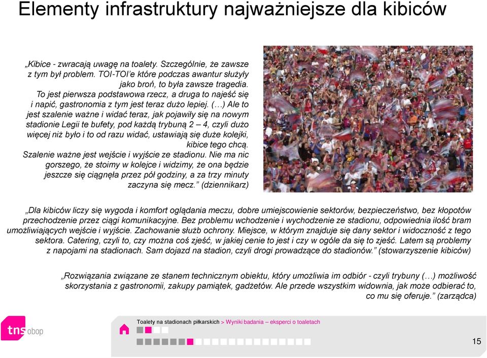 ( ) Ale to jest szalenie ważne i widać teraz, jak pojawiły się na nowym stadionie Legii te bufety, pod każdą trybuną 2 4, czyli dużo więcej niż było i to od razu widać, ustawiają się duże kolejki,