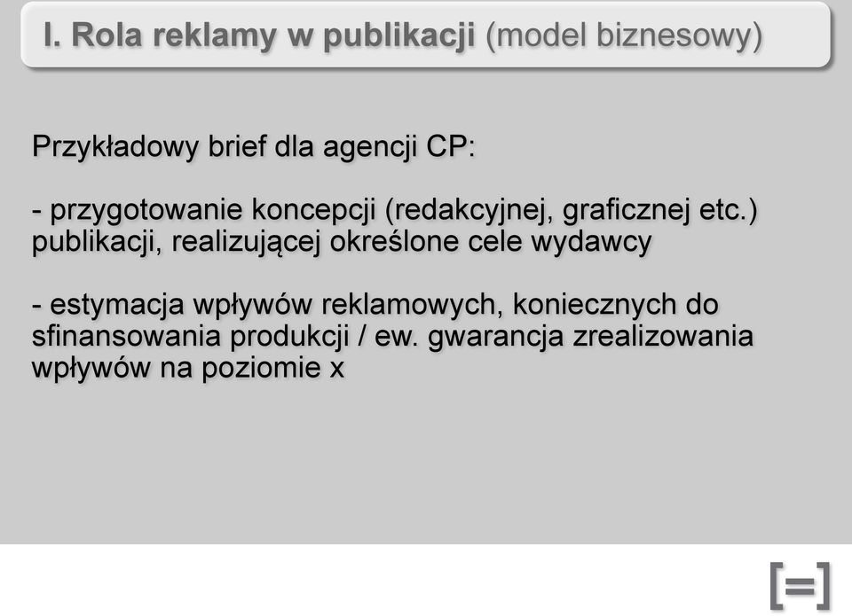 ) publikacji, realizującej określone cele wydawcy - estymacja wpływów