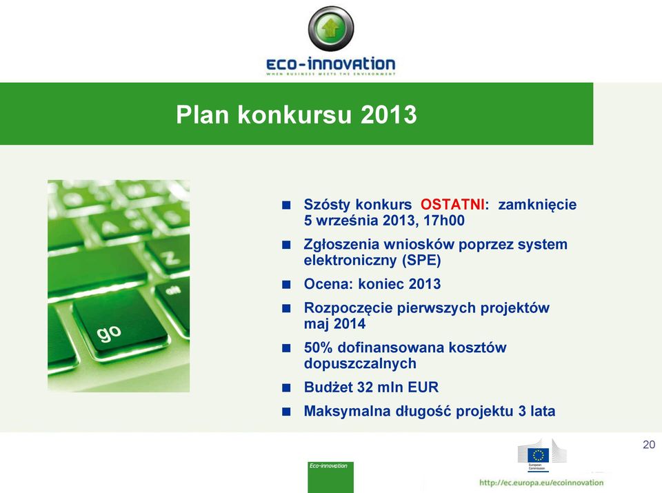 koniec 2013 Rozpoczęcie pierwszych projektów maj 2014 50% dofinansowana