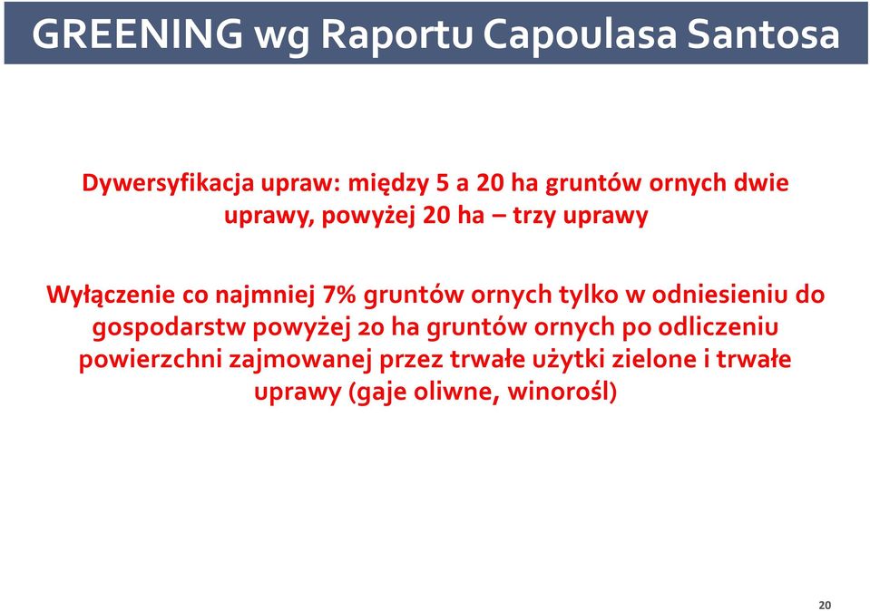 ornych tylko w odniesieniu do gospodarstw powyżej 20 ha gruntów ornych po odliczeniu