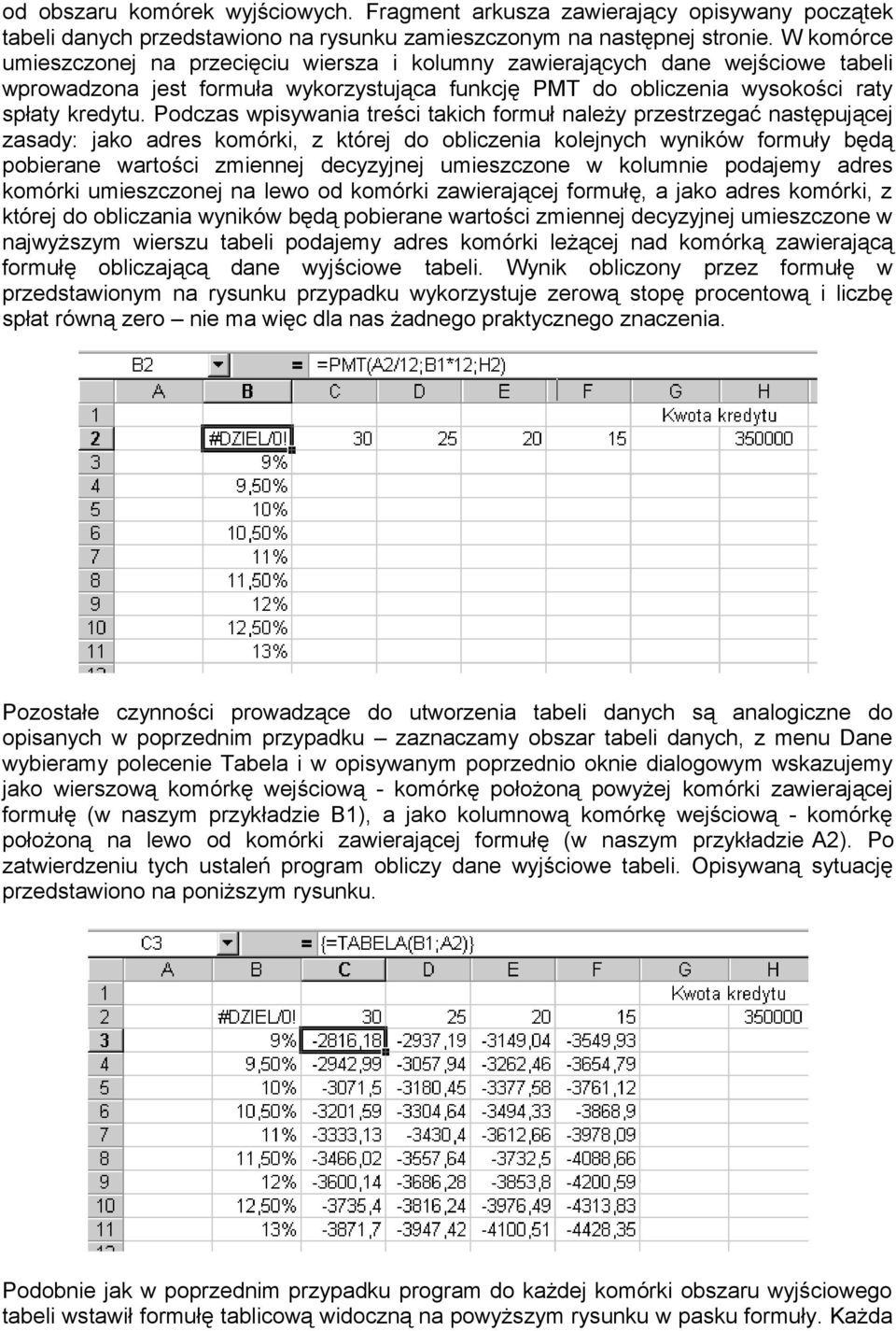 Podczas wpisywania treści takich formuł należy przestrzegać następującej zasady: jako adres komórki, z której do obliczenia kolejnych wyników formuły będą pobierane wartości zmiennej decyzyjnej