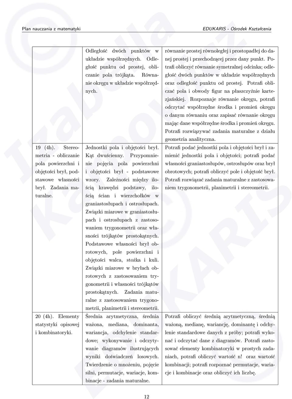 Przypomnienie poj cia pola powierzchni i obj to±ci bryª - podstawowe wzory. Zale»no±ci mi dzy ilo- ±ci kraw dzi podstawy, ilo- ±ci ±cian i wierzchoªków w graniastosªupach i ostrosªupach.