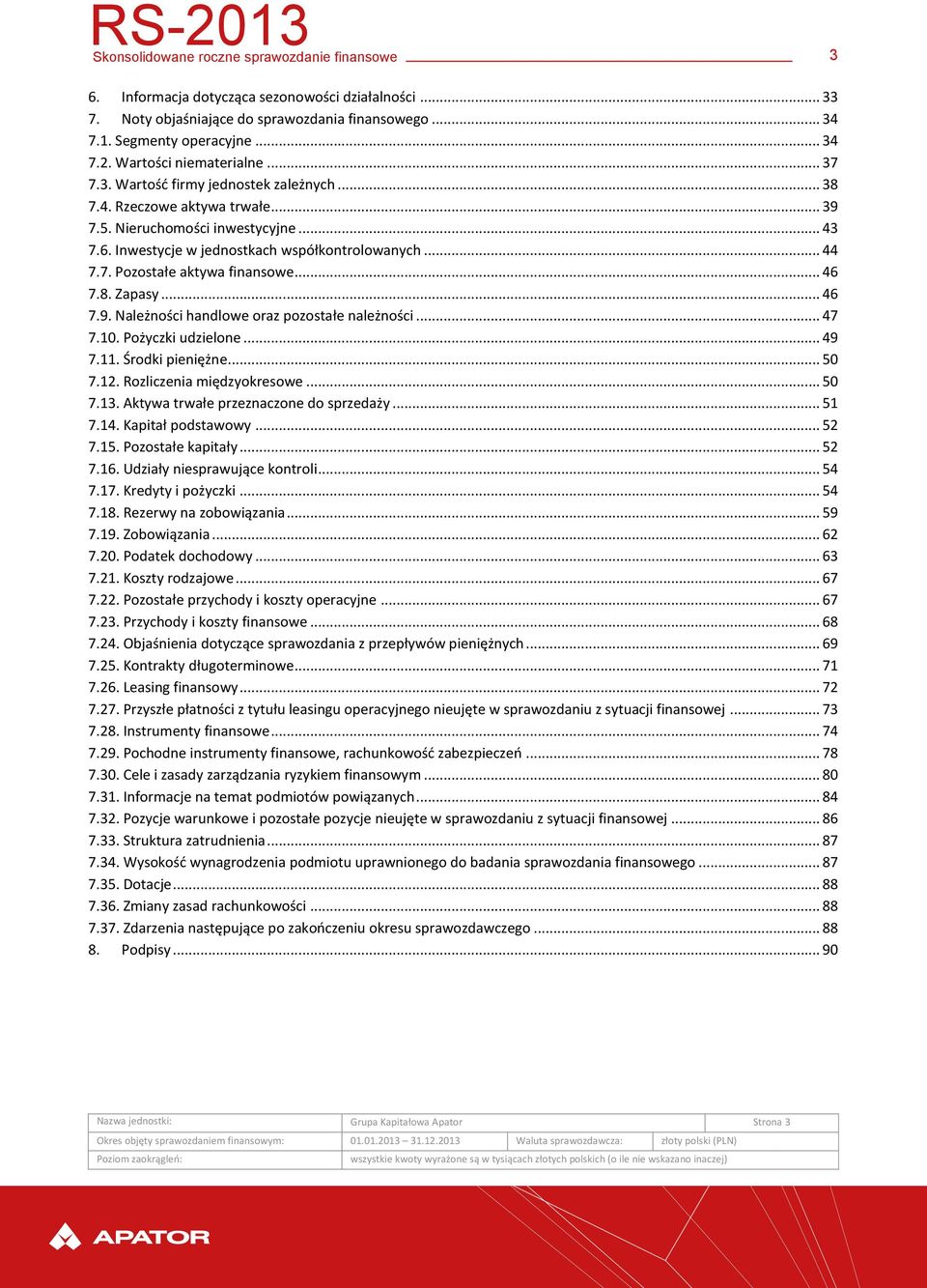 .. 44 7.7. Pozostałe aktywa finansowe... 46 7.8. Zapasy... 46 7.9. Należności handlowe oraz pozostałe należności... 47 7.10. Pożyczki udzielone... 49 7.11. Środki pieniężne... 50 7.12.