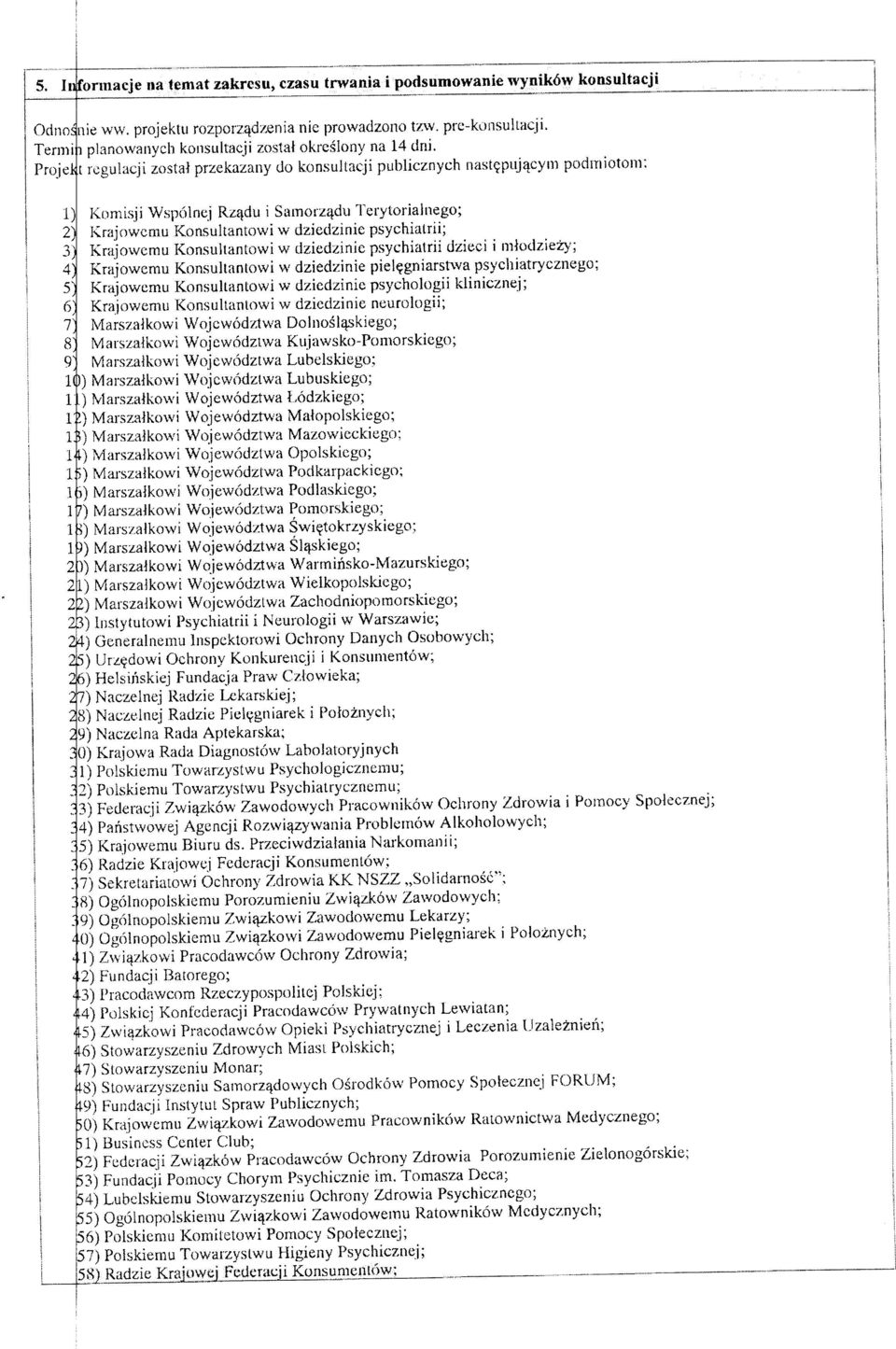 sji Wspolnej Rz^du i Samorzydu Terytoriainego; 2) Krajowcmu Konsultantovvi w dziedzinie psychiatrii; 3) Krajowemu Konsultantowi w dziedzinie psychiatrii dzieci i nilodziezy; 4) Krajowcmu