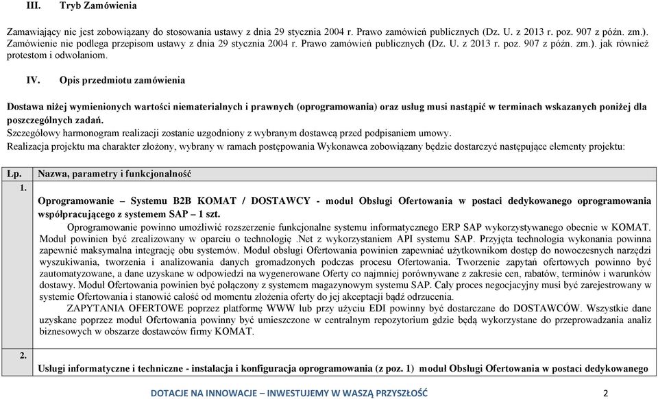 Opis przedmiotu zamówienia Dostawa niżej wymienionych wartości niematerialnych i prawnych (oprogramowania) oraz usług musi nastąpić w terminach wskazanych poniżej dla poszczególnych zadań.