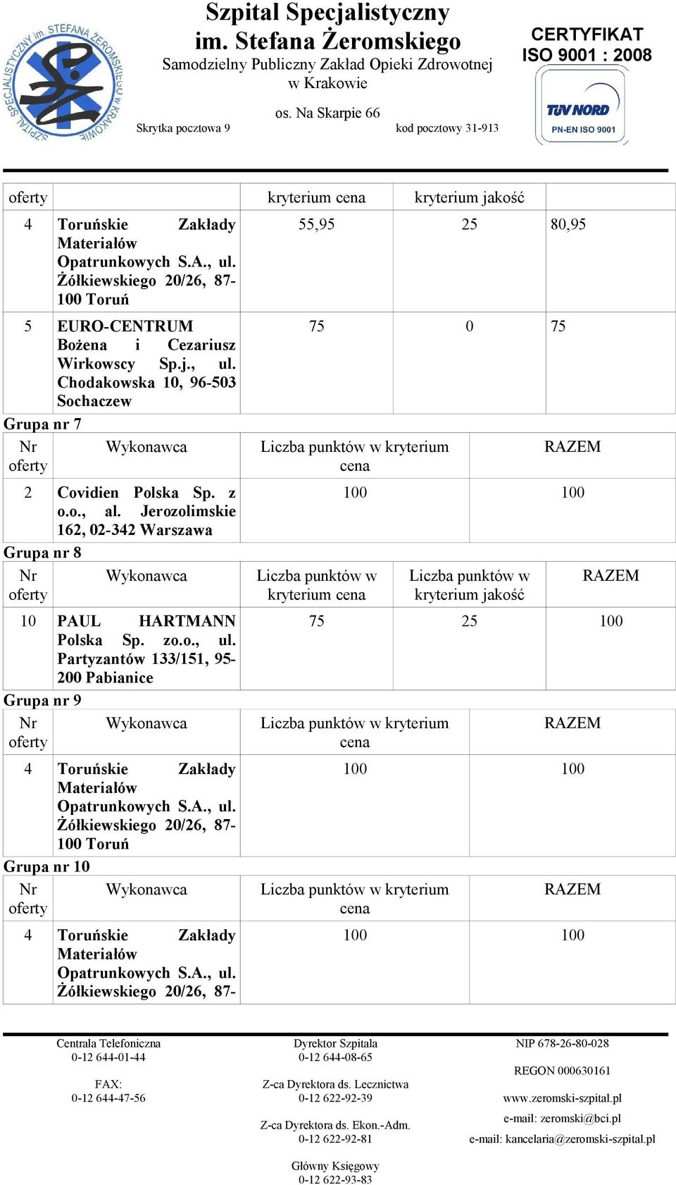 z o.o., al. Jerozolimskie 162, 02-342 Grupa nr 8 10 PAUL HARTMANN Polska Sp. zo.o., ul.