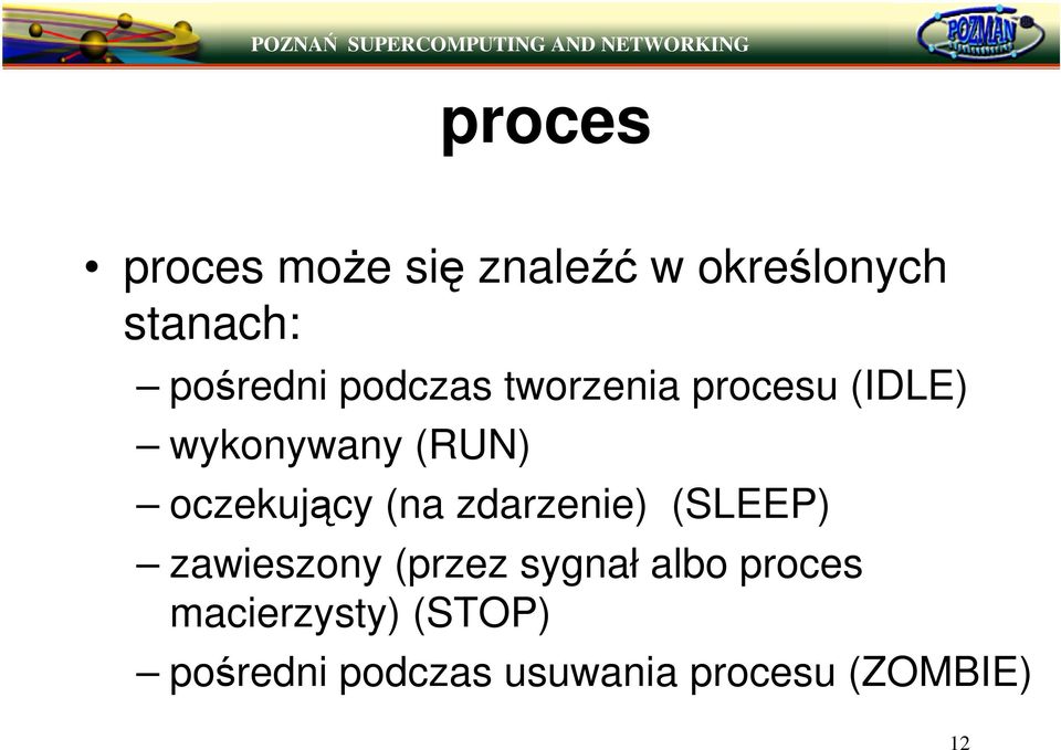 (na zdarzenie) (SLEEP) zawieszony (przez sygnał albo proces