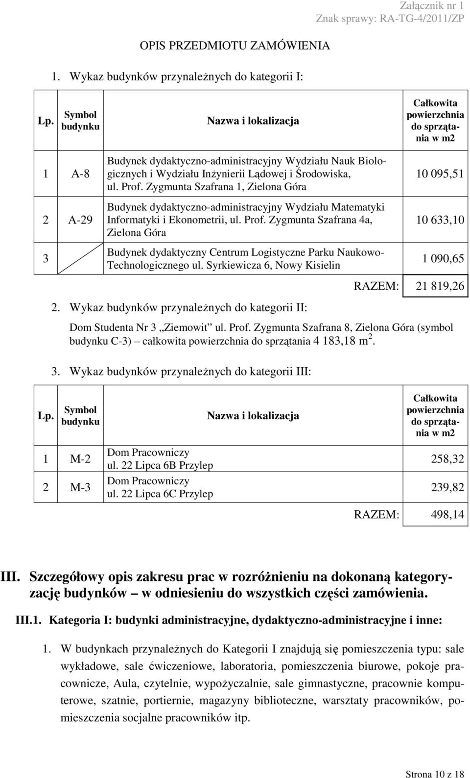 Syrkiewicza 6, Nowy Kisielin 10 095,51 10 633,10 1 090,65 RAZEM: 21 819,26 2.