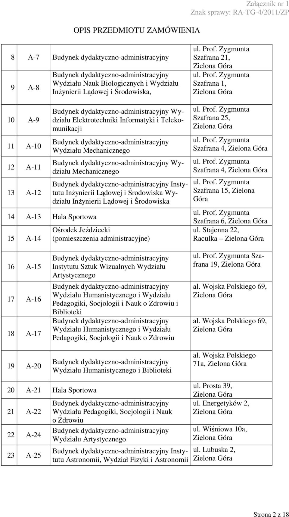 Szafrana 1, Szafrana 25, Szafrana 4, Szafrana 4, Szafrana 15, Zielona Góra Szafrana 6, ul.