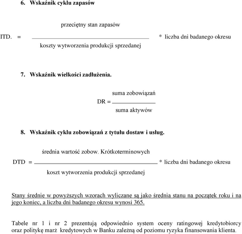 Krótkoterminowych koszt wytworzenia produkcji sprzedanej * liczba dni badanego okresu Stany średnie w powyższych wzorach wyliczane są jako średnia stanu na początek