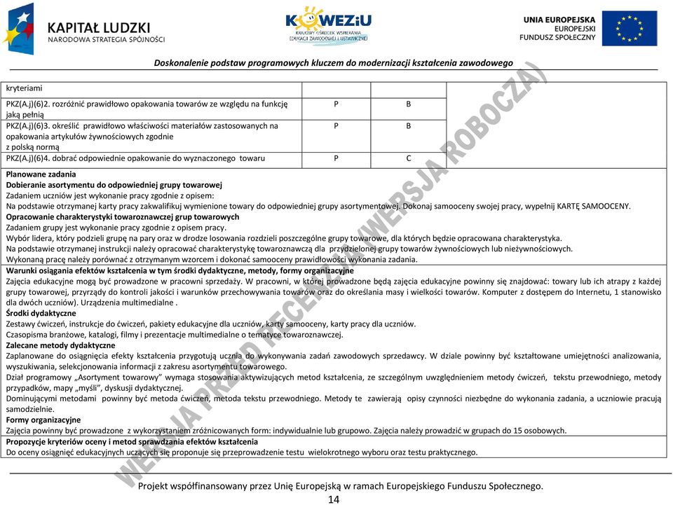 dobrać odpowiednie opakowanie do wyznaczonego towaru lanowane zadania Dobieranie asortymentu do odpowiedniej grupy towarowej Zadaniem uczniów jest wykonanie pracy zgodnie z opisem: Na podstawie