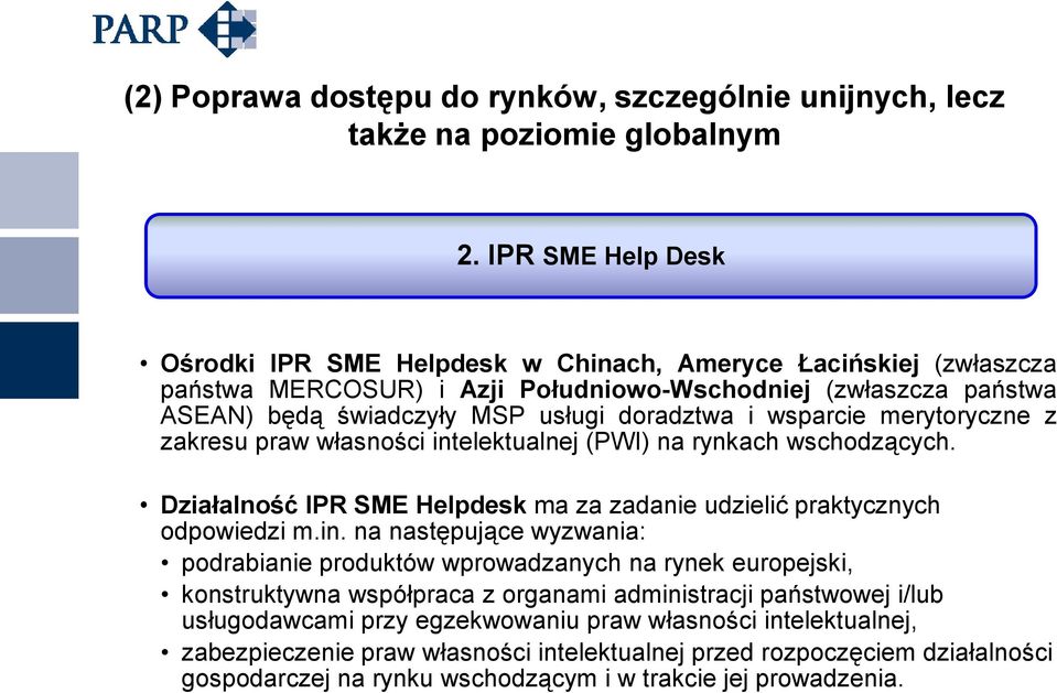 wsparcie merytoryczne z zakresu praw własności int