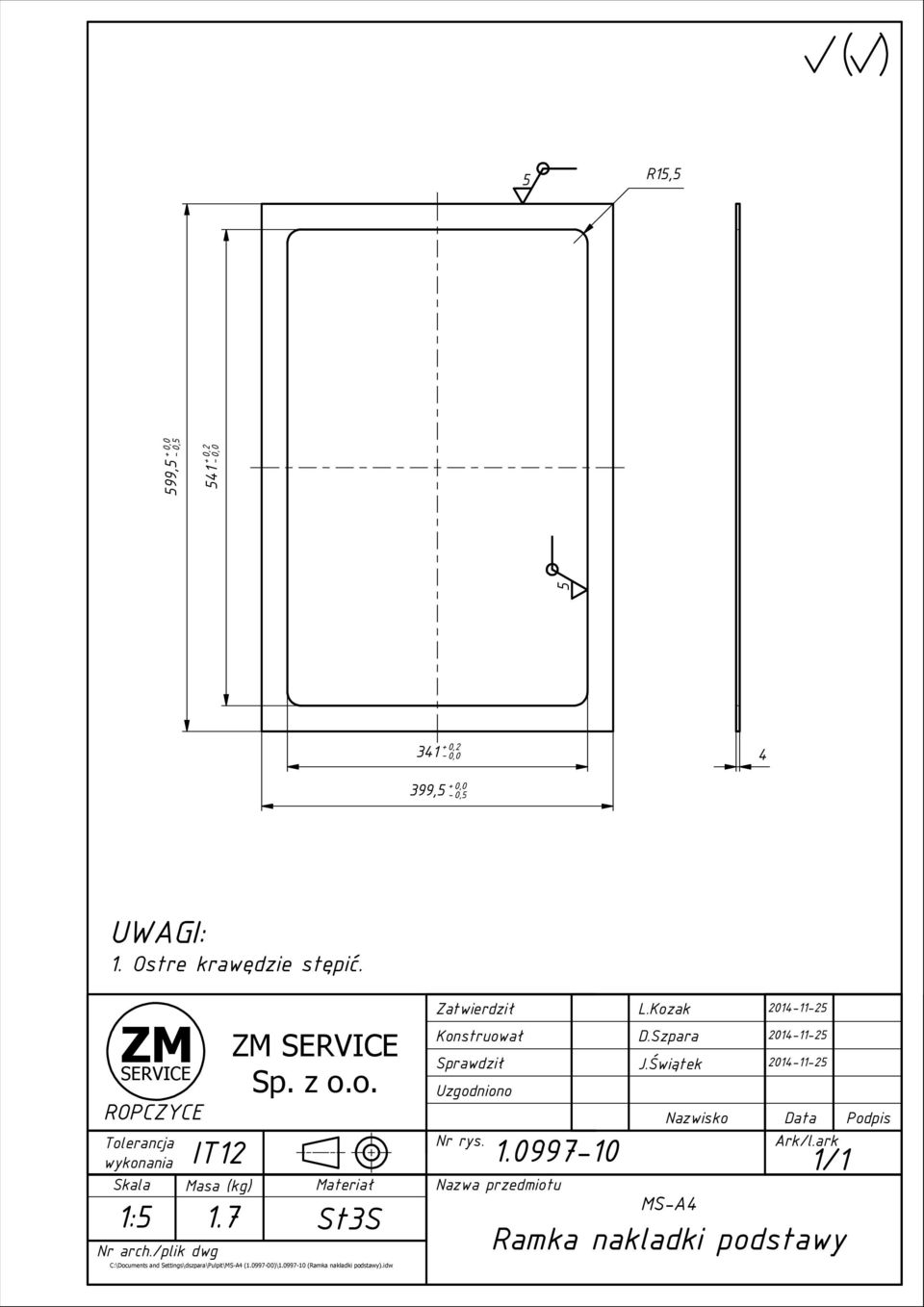 StS :\ocuments and Settings\dszpara\Pulpit\MS- (.099-00)\.099-0 (Ramka nakładki podstawy).