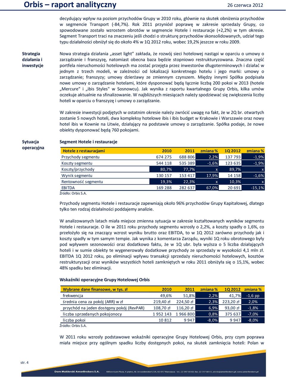 Segment Transport traci na znaczeniu jeśli chodzi o strukturę przychodów skonsolidowanych, udział tego typu działalności obniżył się do około 4% w 1Q 2012 roku, wobec 19,2% jeszcze w roku 2009.