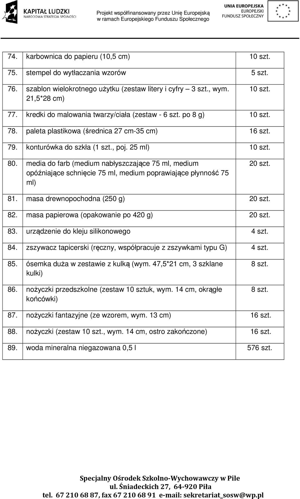 media do farb (medium nabłyszczające 75 ml, medium opóźniające schnięcie 75 ml, medium poprawiające płynność 75 ml) 81. masa drewnopochodna (250 g) 82. masa papierowa (opakowanie po 420 g) 83.