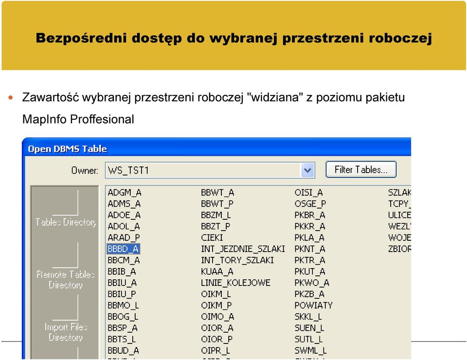 wybranej przestrzeni roboczej