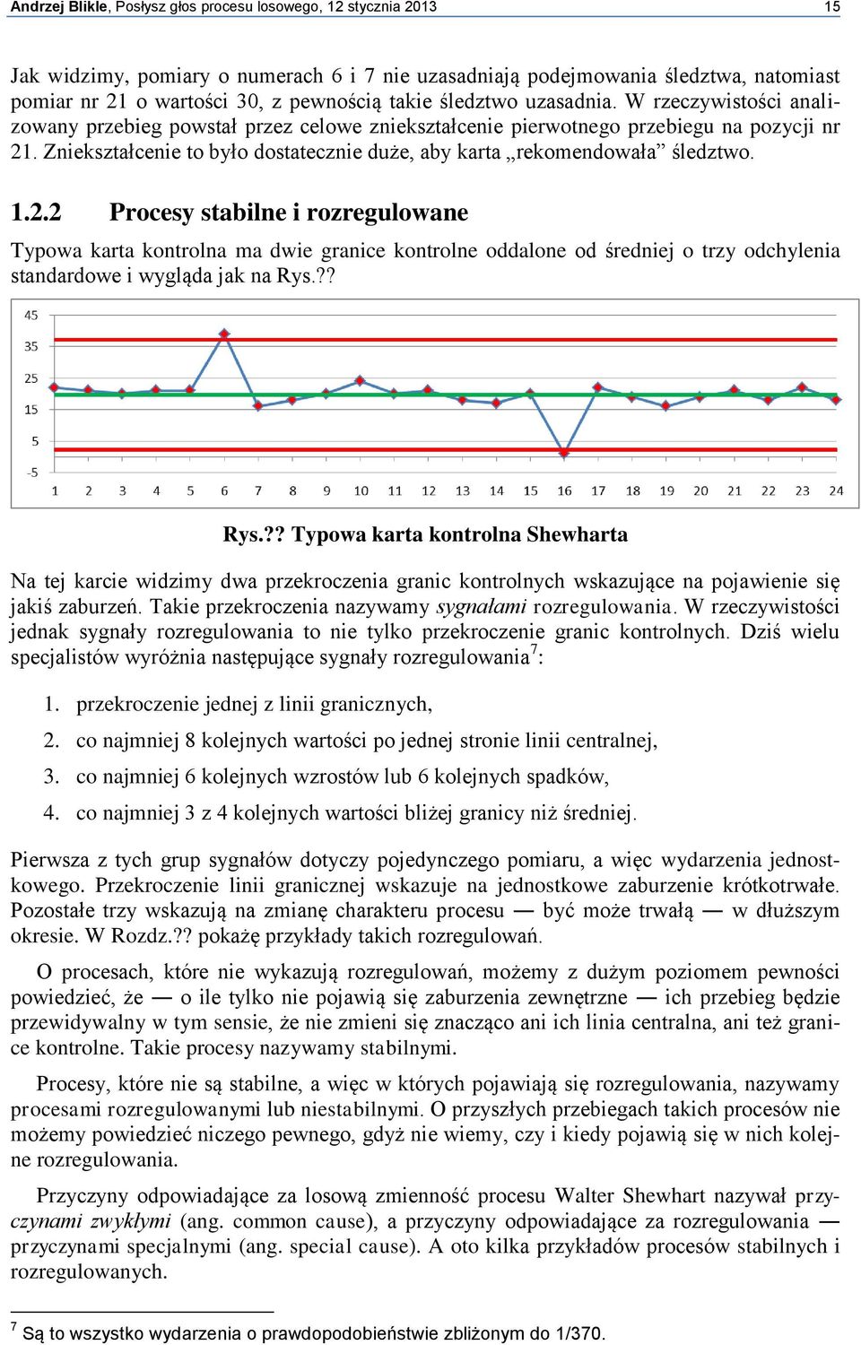 Zniekształcenie to było dostatecznie duże, aby karta rekomendowała śledztwo. 1.2.