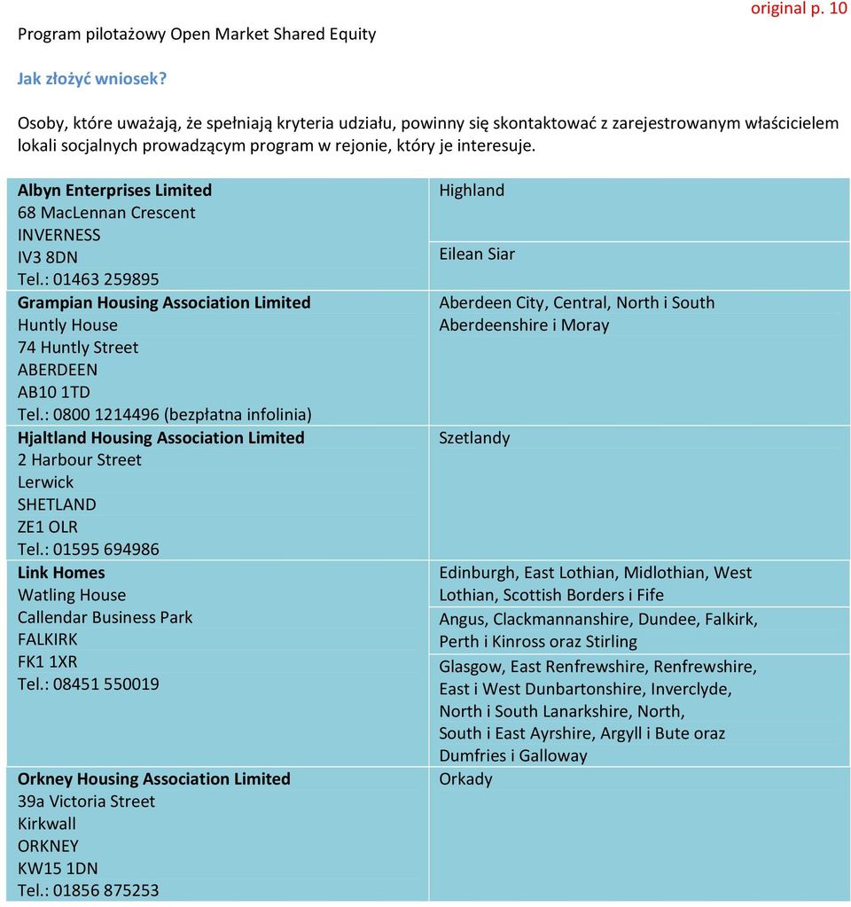 Albyn Enterprises Limited 68 MacLennan Crescent INVERNESS IV3 8DN Tel.: 01463259895 Grampian Housing Association Limited Huntly House 74 Huntly Street ABERDEEN AB10 1TD Tel.