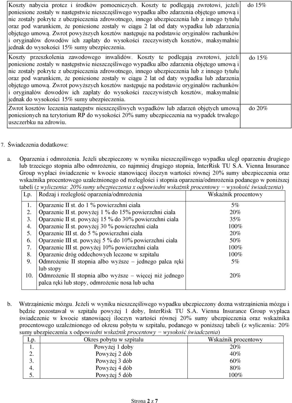 z innego tytułu oraz pod warunkiem, że poniesione zostały w ciągu 2 lat od daty wypadku lub zdarzenia objętego umową.