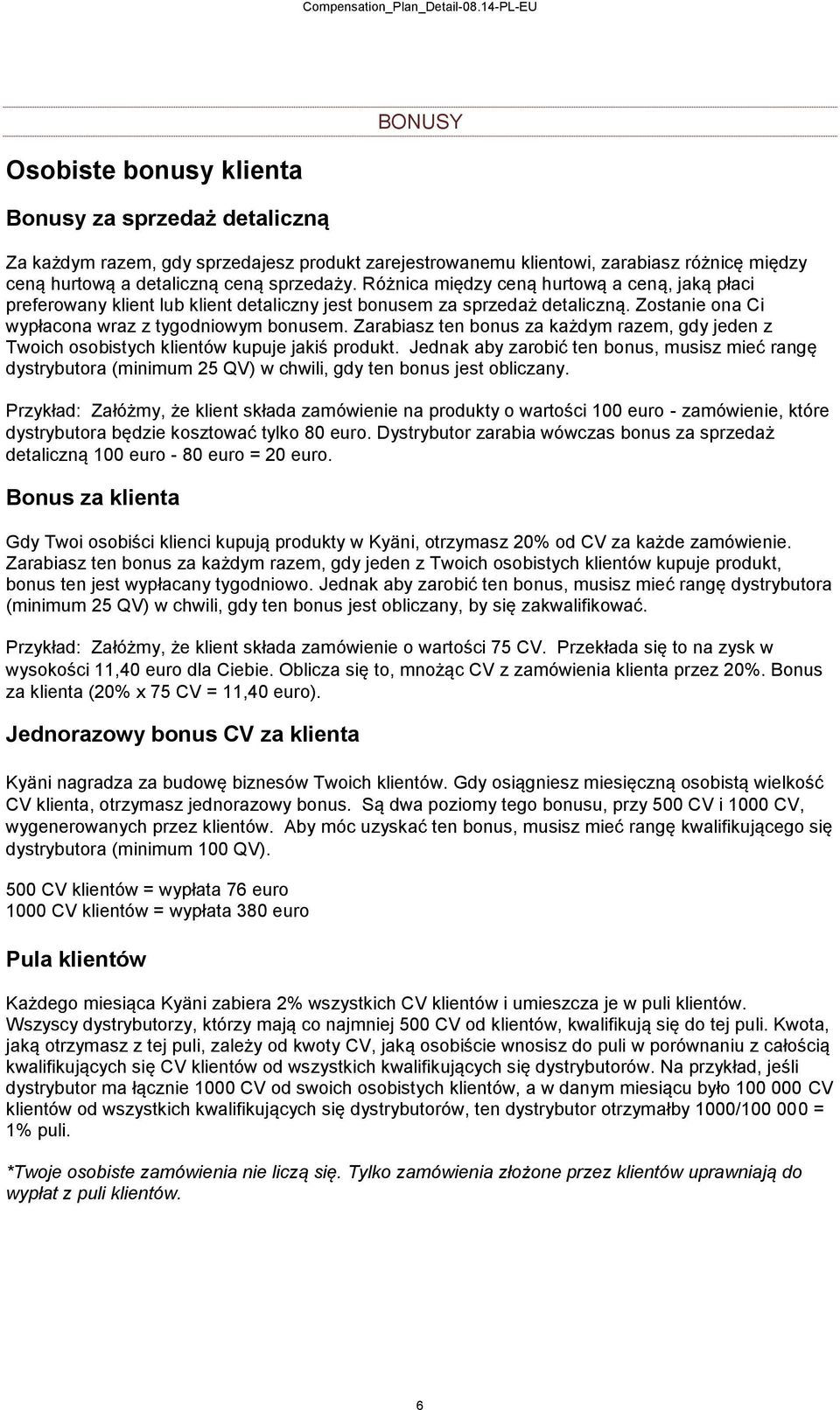 Zarabiasz ten bonus za każdym razem, gdy jeden z Twoich osobistych klientów kupuje jakiś produkt.