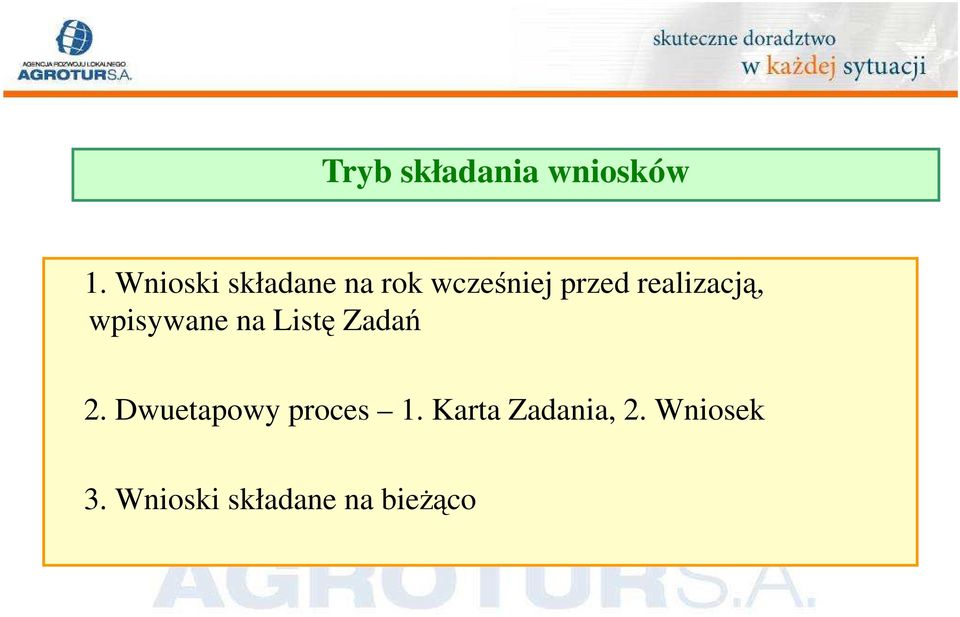 realizacją, wpisywane na Listę Zadań 2.