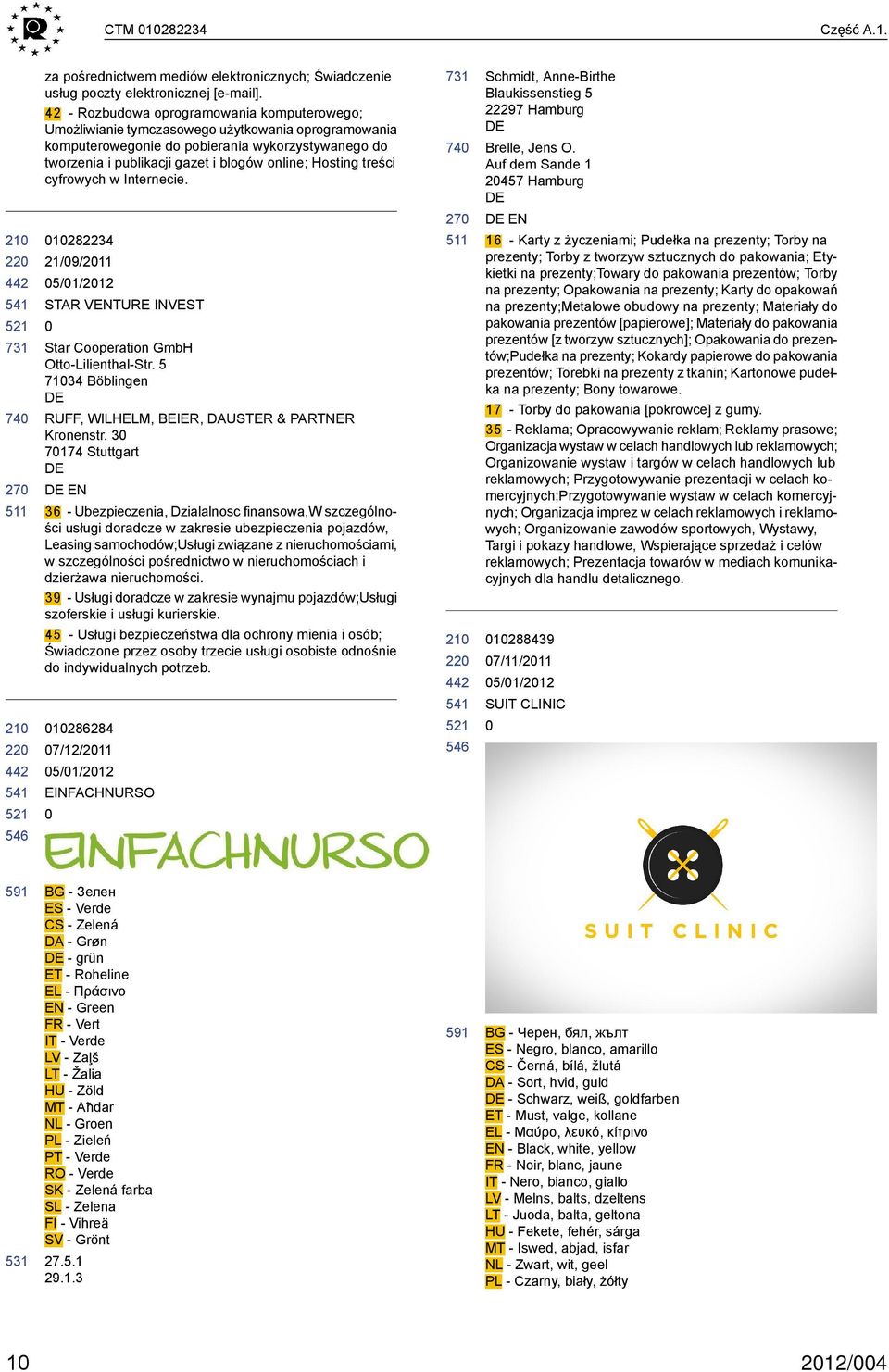 Hosting treści cyfrowych w Internecie. 1282234 21/9/211 STAR VENTURE INVEST Star Cooperation GmbH Otto-Lilienthal-Str. 5 7134 Böblingen RUFF, WILHELM, BEIER, DAUSTER & PARTNER Kronenstr.