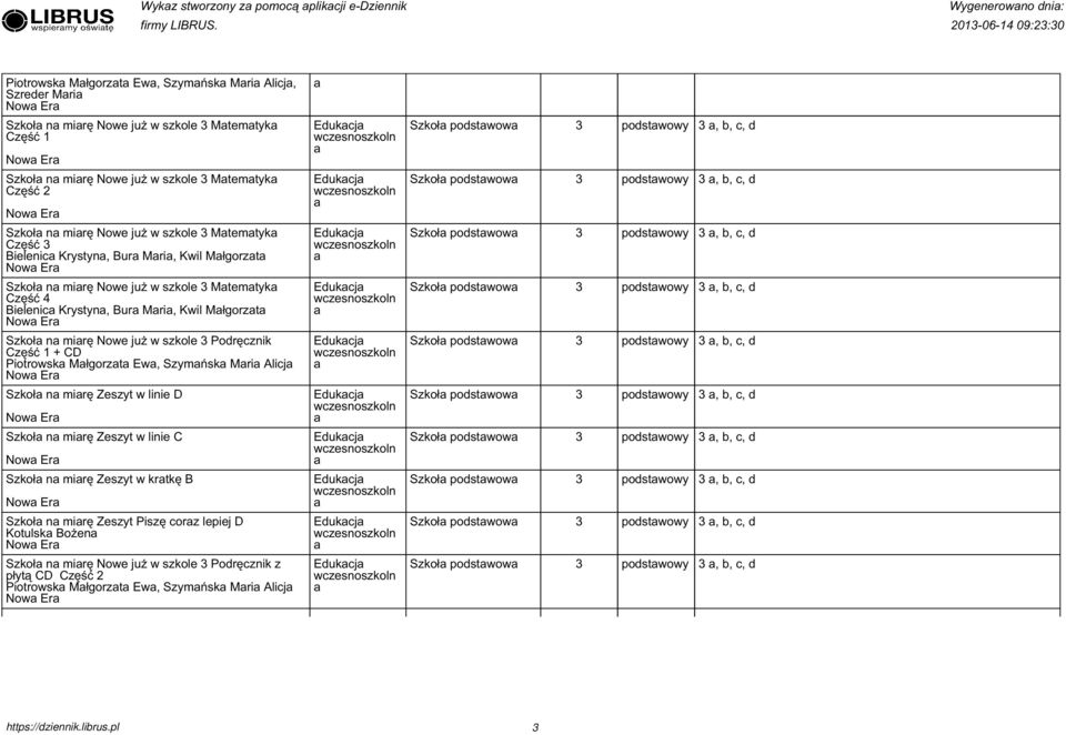 Podręcznik Część + CD Piotrowsk Młgorzt Ew, Szymńsk Mri Alicj Szkoł n mirę Zeszyt w linie D Szkoł n mirę Zeszyt w linie C Szkoł n mirę Zeszyt w krtkę B Szkoł n mirę Zeszyt Piszę corz lepiej D