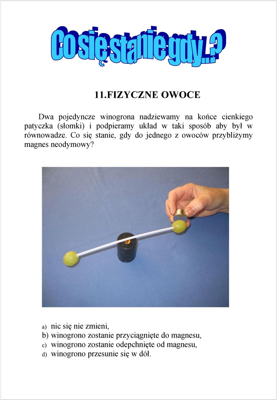 Co się stanie, gdy do jednego z owoców przybliżymy magnes neodymowy?